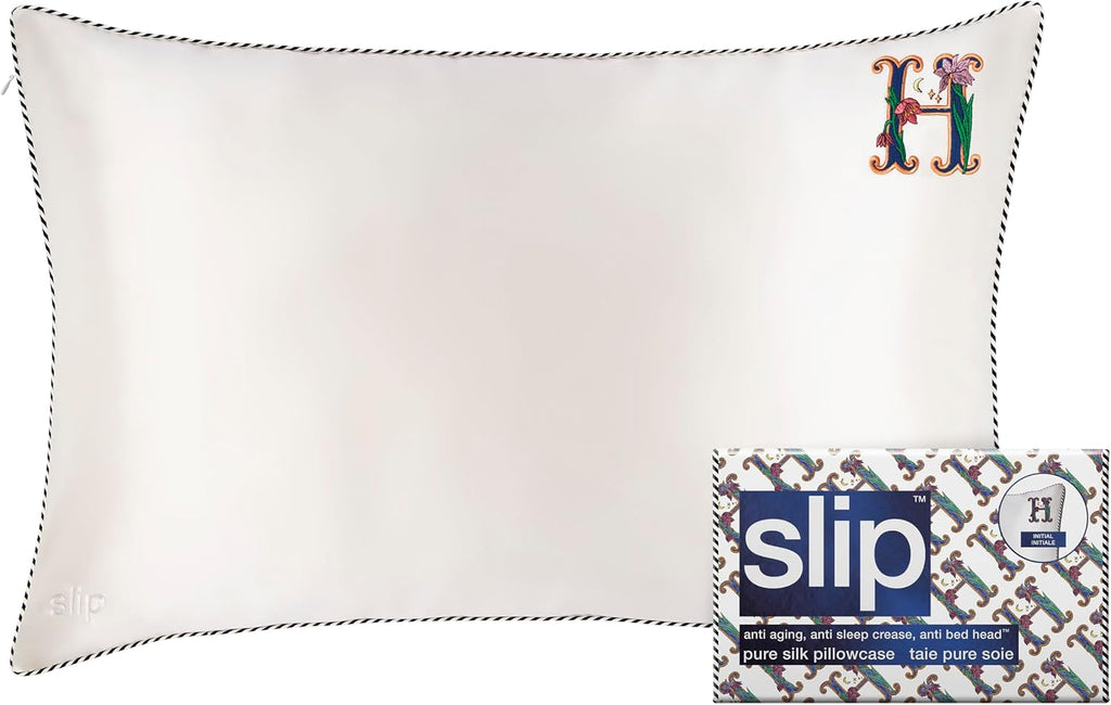 slip The Original Queen Pure Silk Pillow Case - 100% Pure 22 Momme Mulberry Silk - Queen Standard Size - Anti-Aging, Anti-BedHead, Anti-Sleep Crease, Initial Collection: Letter H (20' x 30')