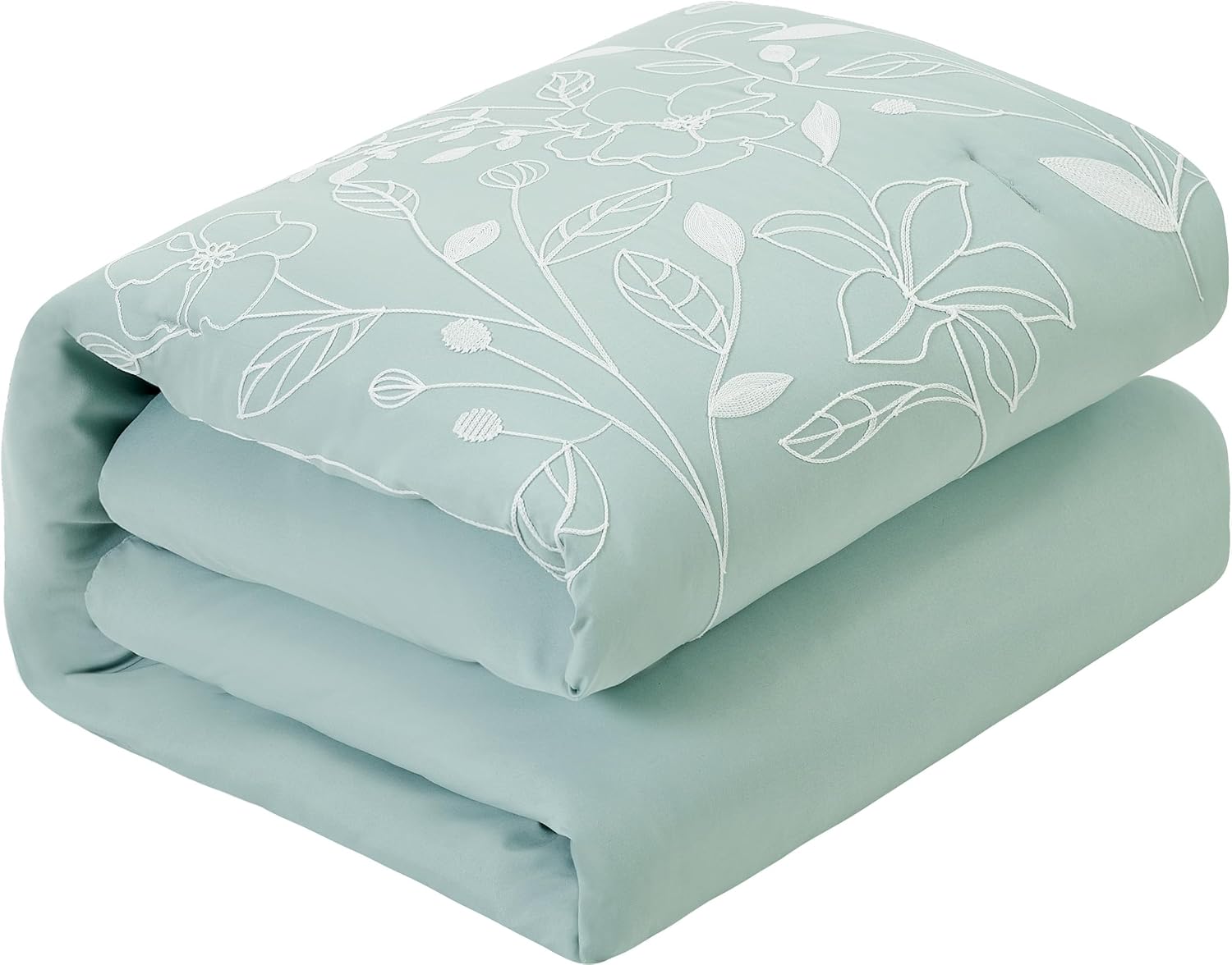 Stratford Park 7 Piece Green Comforter Set, Embroidery, Queen Size, Girls Bedding, All Season Bedding Set, Unique Pattern, Matching Decorative Pillows, Pillow Sham