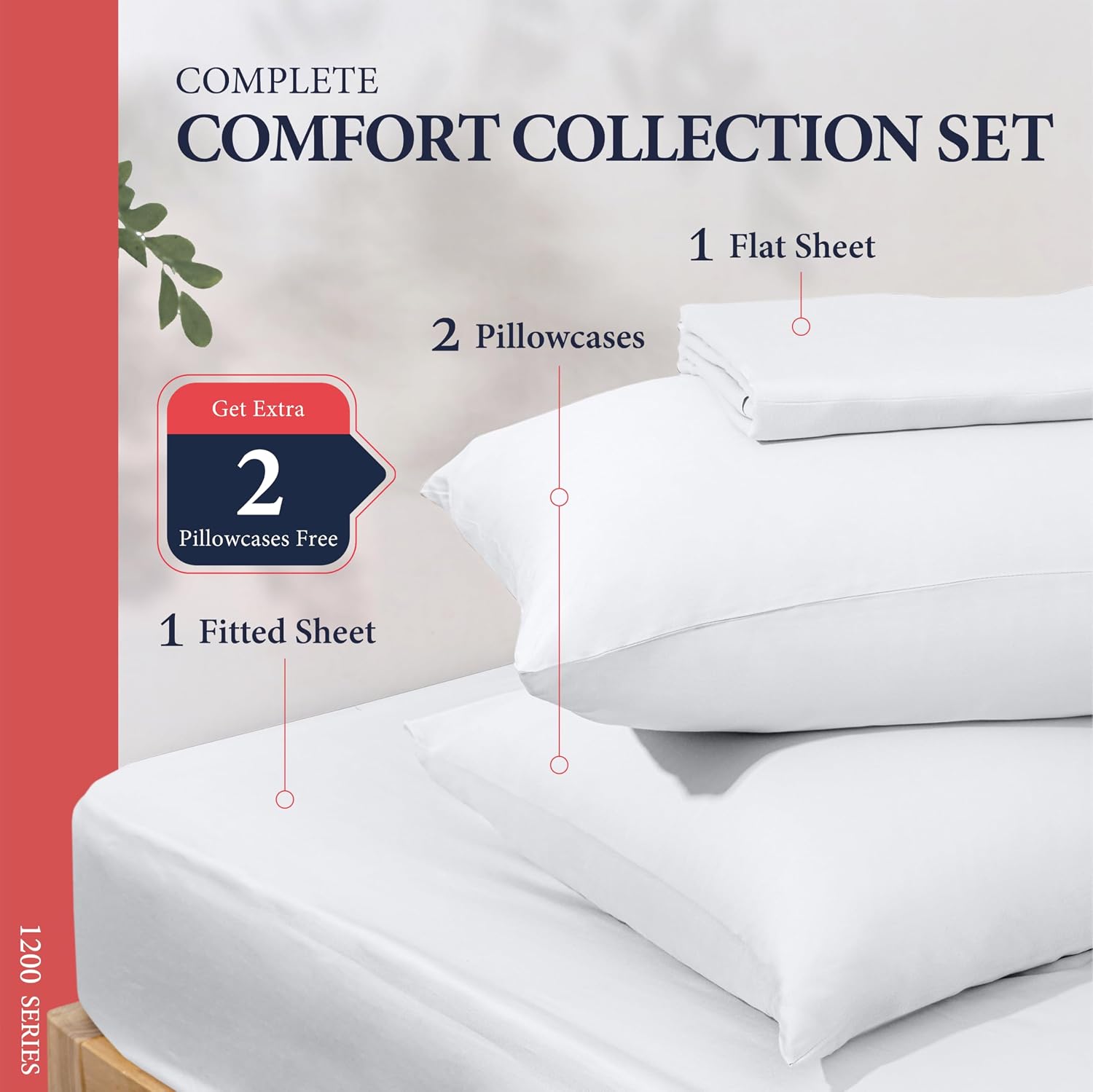 100% Egyptian Cotton Sheets California King Size - Luxury 1200 Series Signature Collection Cal King Sheet Set (4 PC, White), Soft Cooling, Sateen Weave, 17' Deep Pocket Bed Set