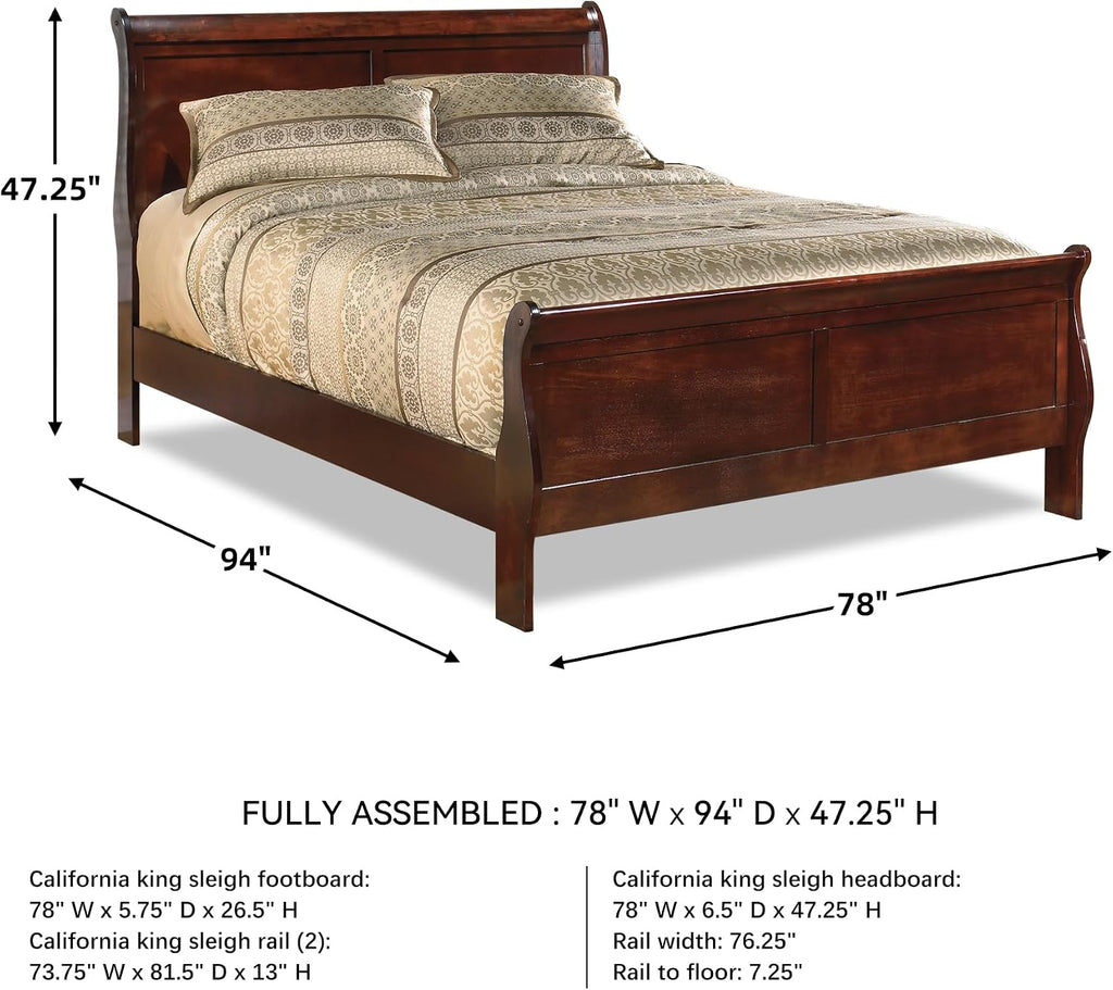 Signature Design by Ashley Alisdair Traditional California King Sleigh Bed, Foundation or Box Spring Needed, Dark Brown