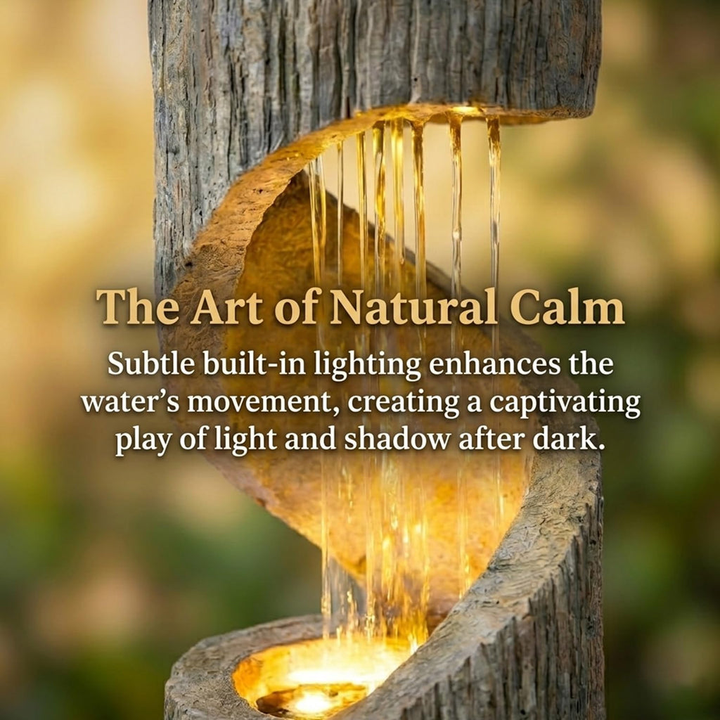 Outdoor Decorative Garden Fountain with LED Lights,39.4-inch High-Rotation Fountain Water Feature