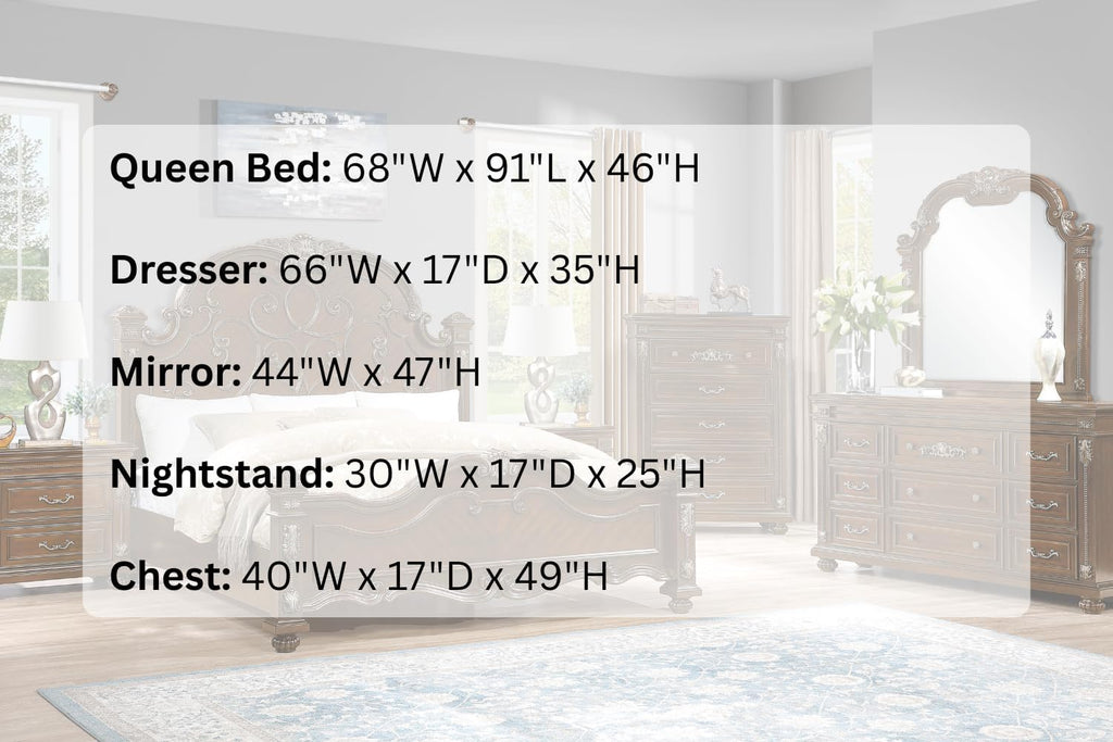 First of a Kind Isabella Traditional 5 Piece Queen Bedroom Set with Upholstered Tufted Headboard Elegant European Inspired Design Coordinated Furniture Collection