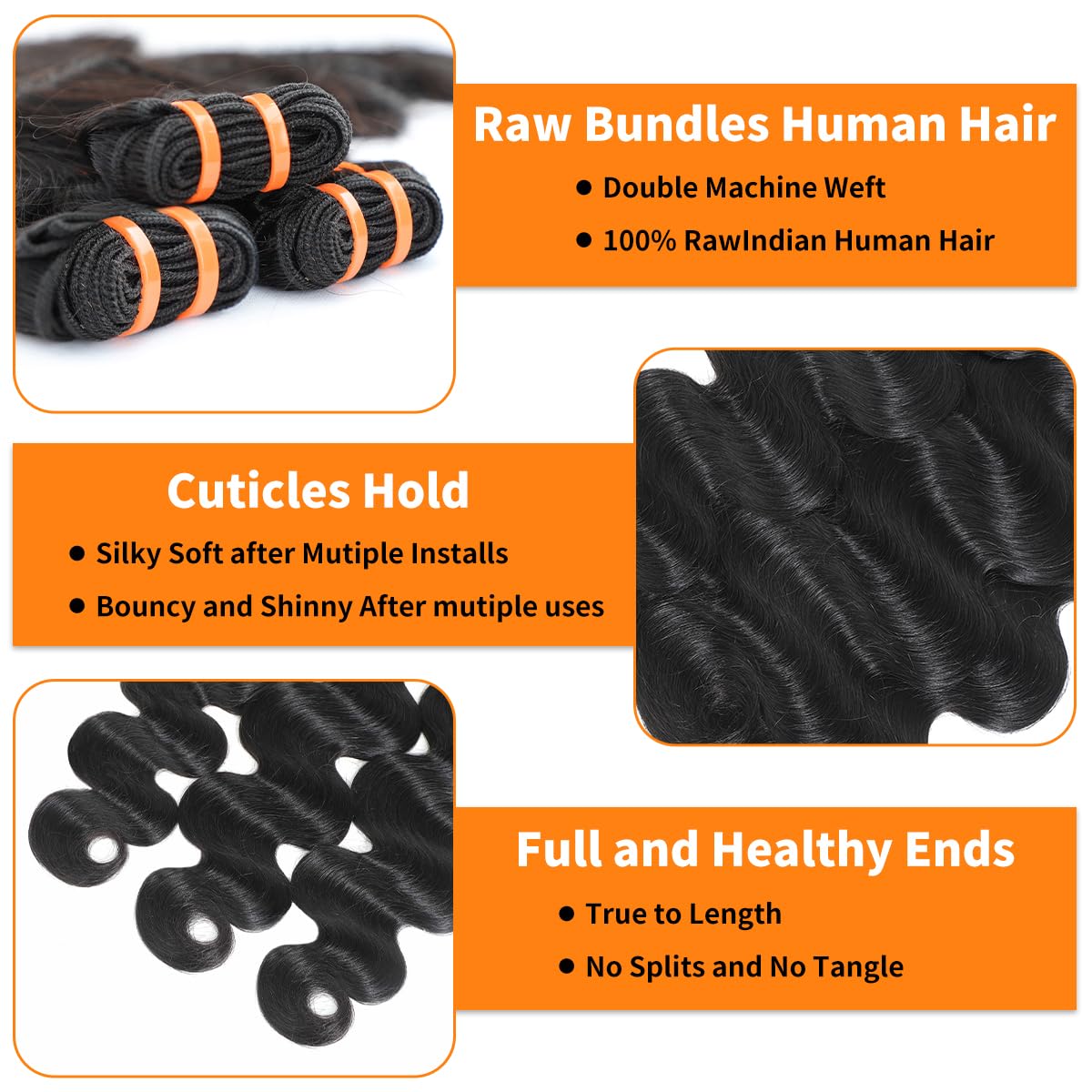16A Raw Bundles Human Hair 14 14 14 Inch Body Wave Bundles Human Hair 100% Remy Virgin Human Hair 3 Bundles, 2-Year Life Span, Holds The Curls Well, Silky Soft after Mutiple Washes, Full and Thick