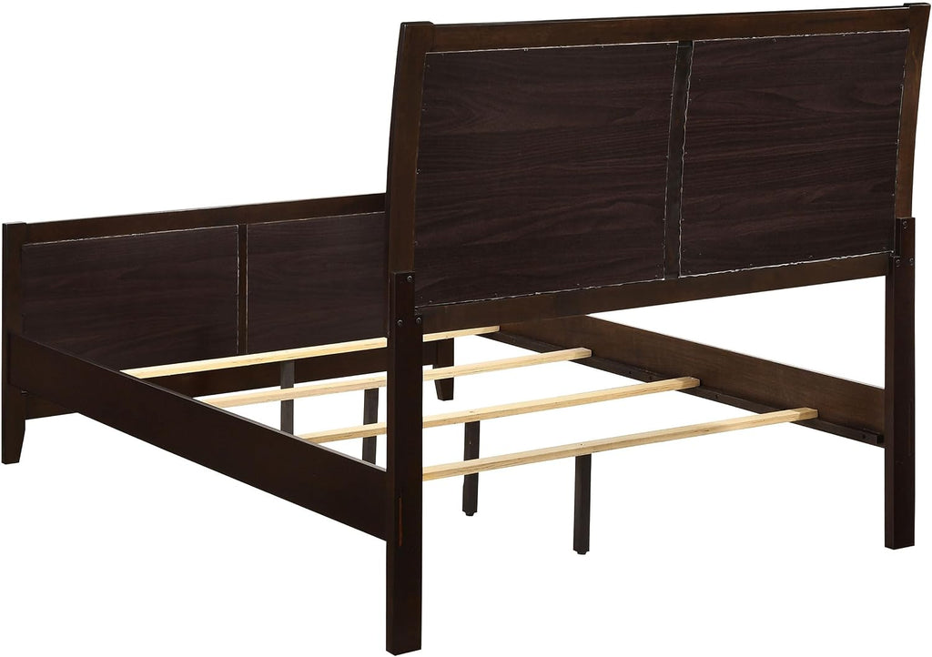 Coaster Home Furnishings Carlton Contemporary 5-Piece Bedroom Set Leatherette Upholstered California King Size Panel Bed Frame 51-inch Headboard Cappuccino 202091KW-S5