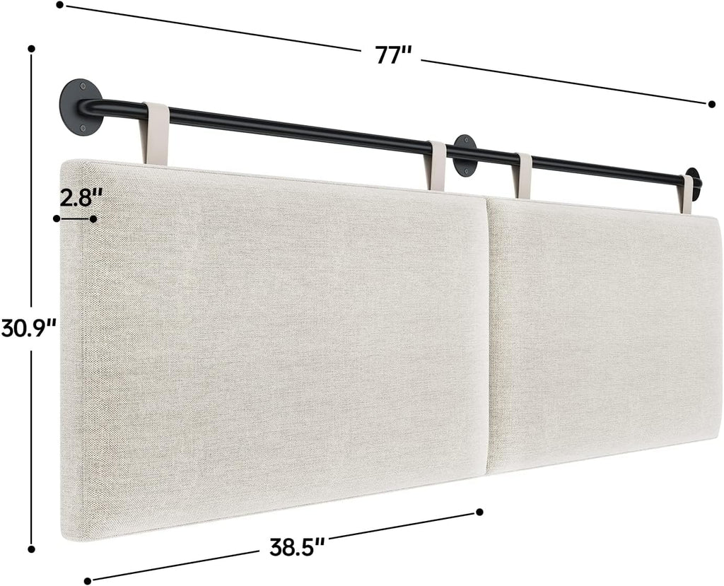 Headboard for King Size Bed, Wall Mounted Headboard with Fine Linen Upholstery and Button Tufting, Adjustable Heigh Head Board for Bedroom (Beige, King)