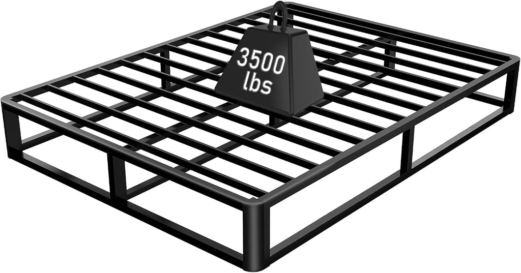 Firpeesy Upgrade Anti Bending and Round Corner Legs 10 inch Metal Full Bed Frame 3500 LBS Heavy Steel Slats Support Platform Bed Frames No Box Spring Needed Platform Noise Free Easy Assembly