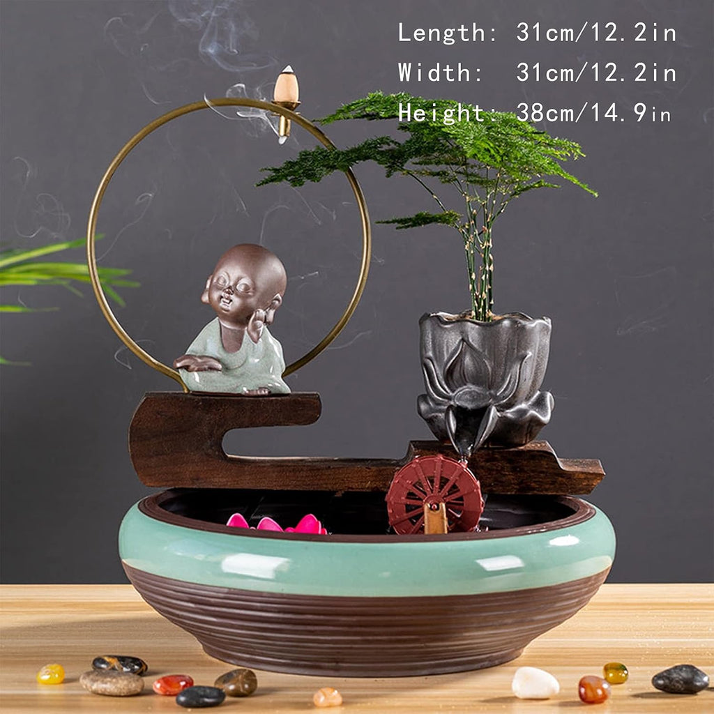 Indoor Waterfall Fountain Tabletop Fountain Waterfall Creative Fountain Office Desktop Decoration Home Living Room Fish Tank Decoration Opening Gift Tabletop cor (B)