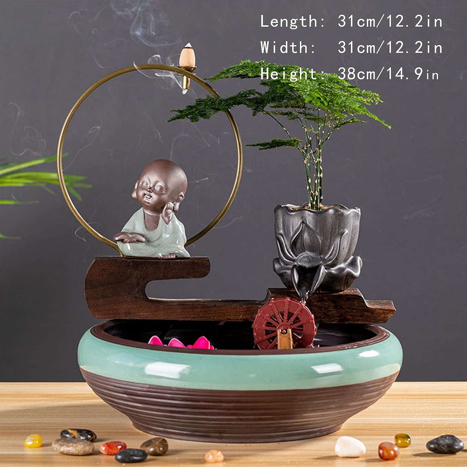 Indoor Waterfall Fountain Tabletop Fountain Waterfall Creative Fountain Office Desktop Decoration Home Living Room Fish Tank Decoration Opening Gift Tabletop cor (B)