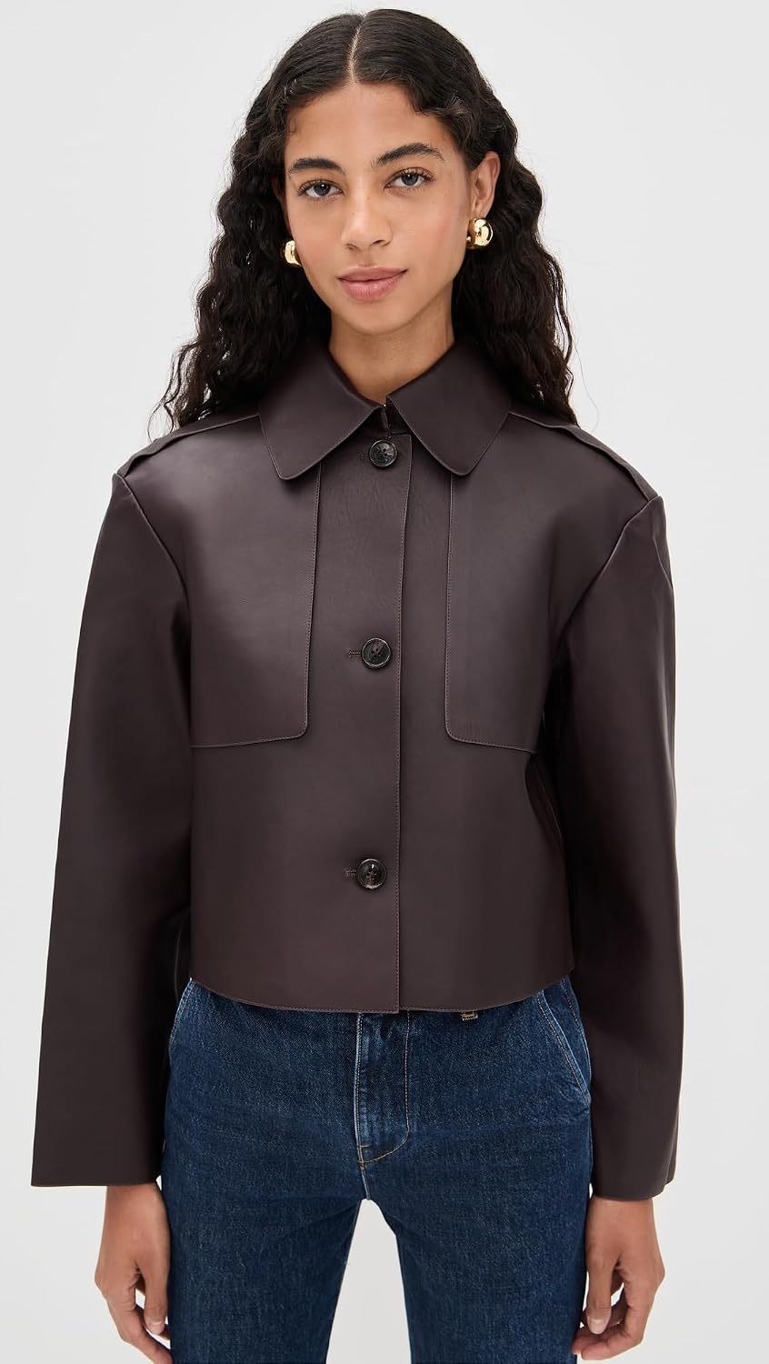 Theory Women's Crop Leather Trench Coat