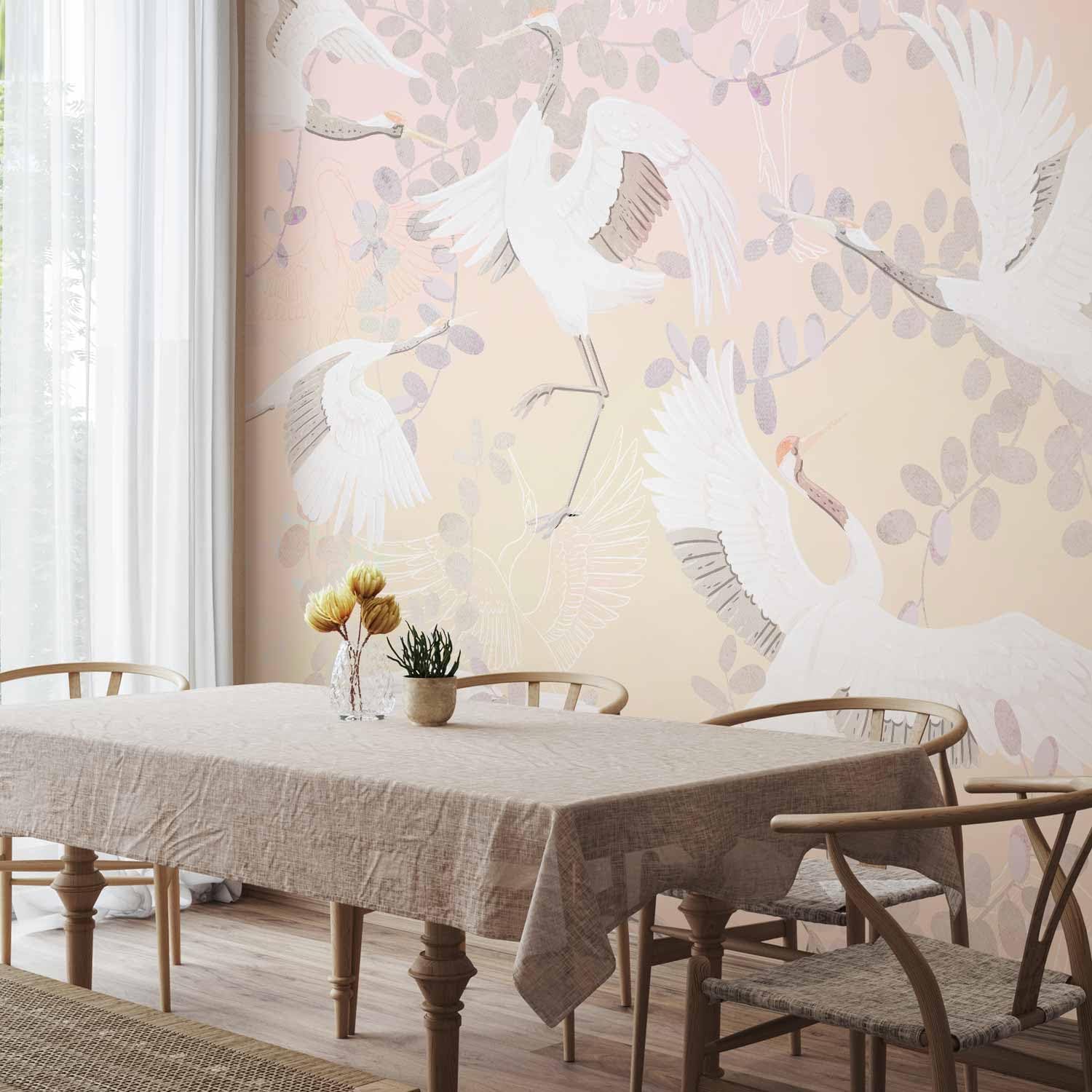 artgeist Premium Wall Mural Nature 157x110 in - Non-Woven Wallpaper Fleece Wall Decor Photo Print Picture Image Design Home Mural Crane Birds Landscape g-C-10094-a-a