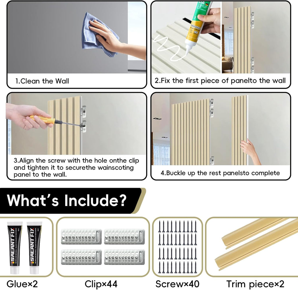 RITOLLO 10-Pack WPC Slat Wall Panels, 96 x 6 Inches 3D Fluted Wall Panels for Interior Wall Decor, Modern Accent Wood Wall Paneling for Living Room, TV Background, Office, Bedroom(Oak)