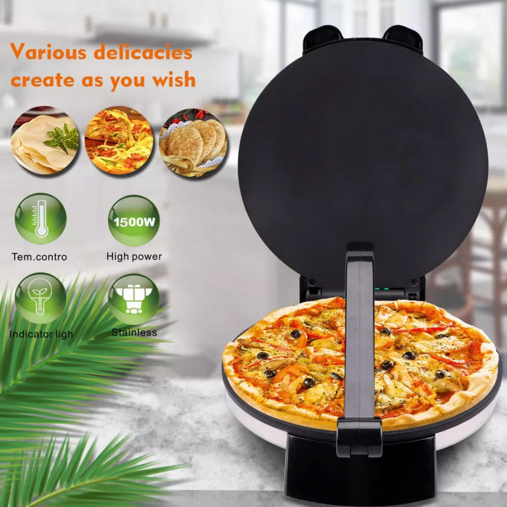 1500W Electric Tortilla Maker, 10 Inch Non Stick Tortilla Press, with Temperature Control & Stainless Steel Cover, Electric Roti Maker for Pitas, Chapati, Roti, Flatbread