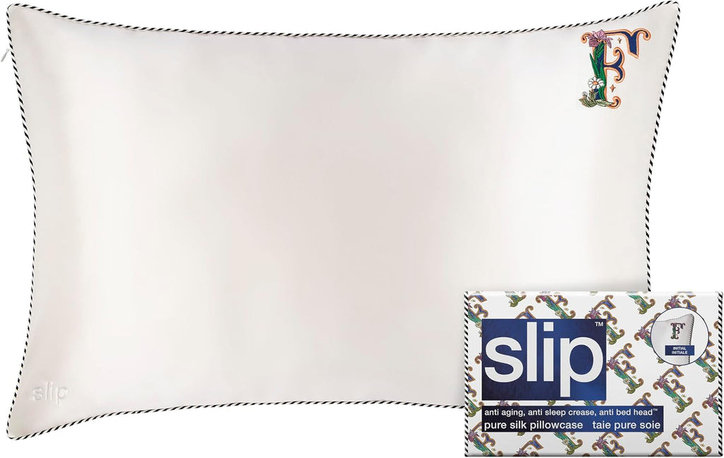 slip The Original Queen Pure Silk Pillow Case - 100% Pure 22 Momme Mulberry Silk - Queen Standard Size - Anti-Aging, Anti-BedHead, Anti-Sleep Crease, Initial Collection: Letter F (20' x 30')