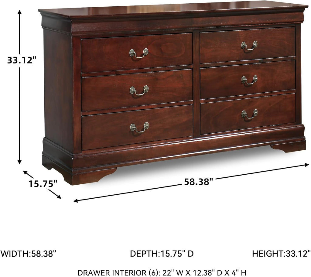 Signature Design by Ashley Alisdair Traditional 6 Drawer Dresser, Dark Brown