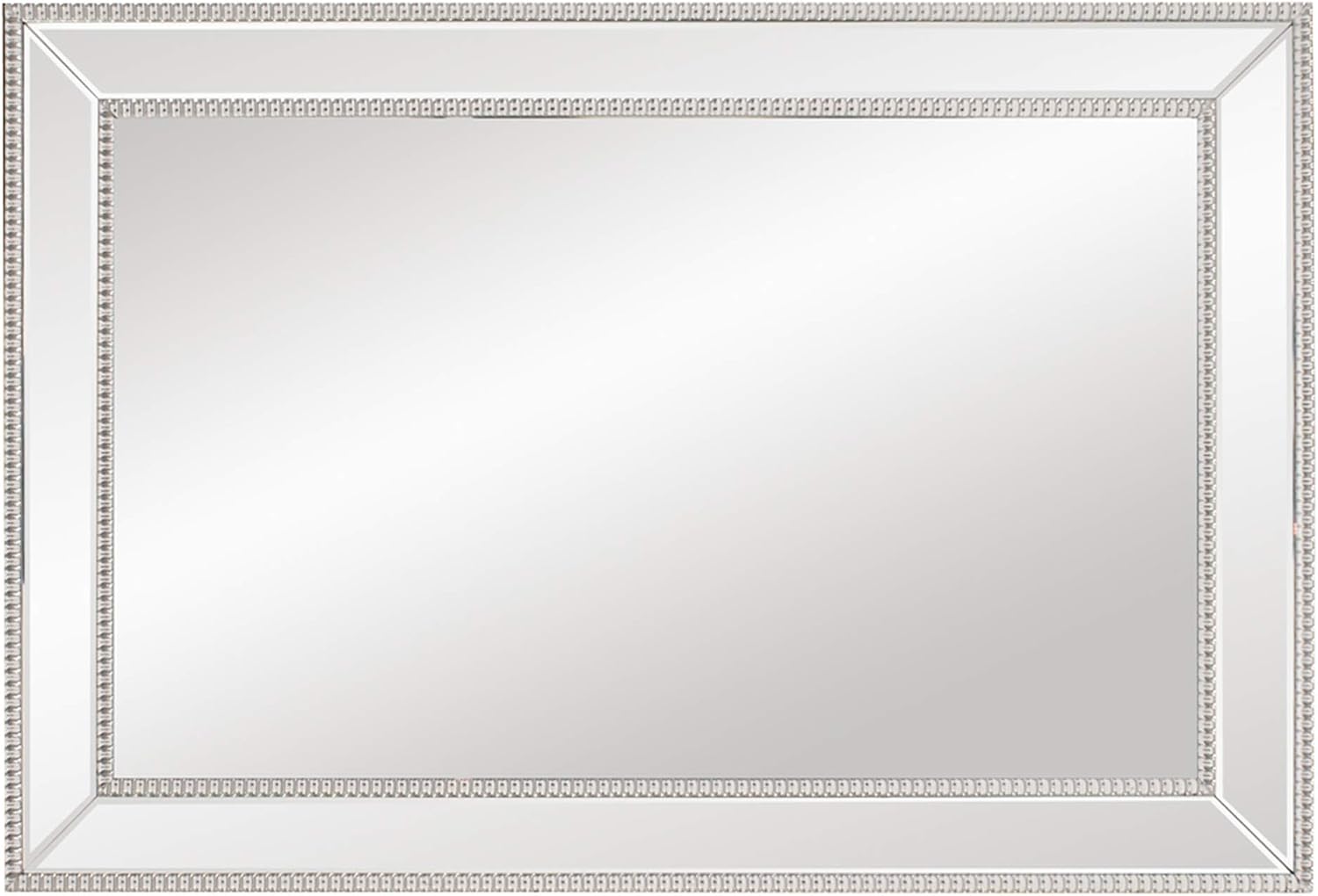 Howard Elliott Collection Gemma Hanging Large Rectangular Wall Mirror, Modern Glass Frame Mirror with Silver Beaded Trim, Accent Vanity Mirror for Living Room, Entryway and Bathroom, 48 x 32 Inch