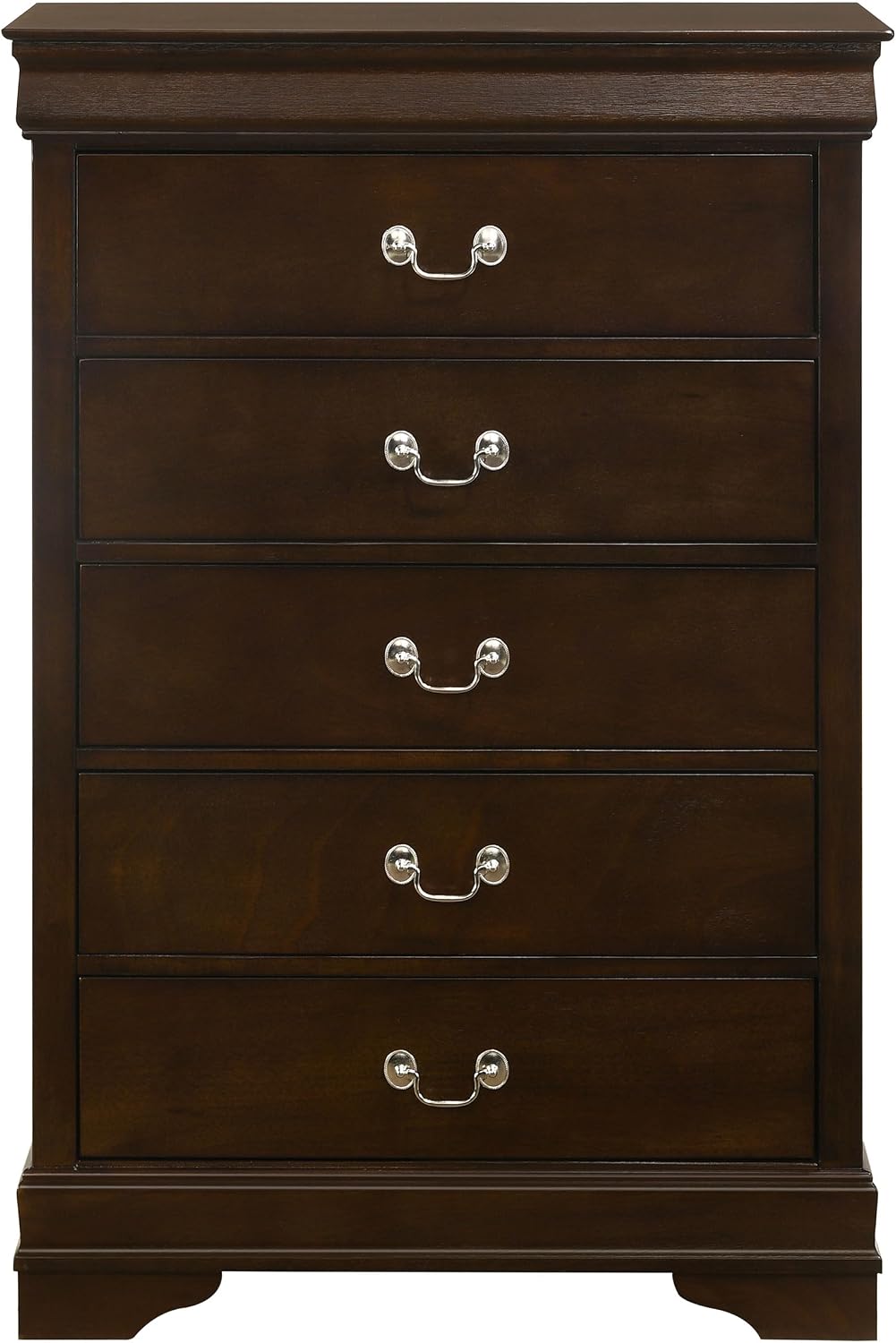 Coaster Home Furnishings Louis Philippe 4-piece Bedroom Set Queen Size Traditional Wooden Sleigh Bed Frame 47-Inch Panel Headboard Nightstand Dresser and Mirror Cappuccino Brown 202411Q-S4