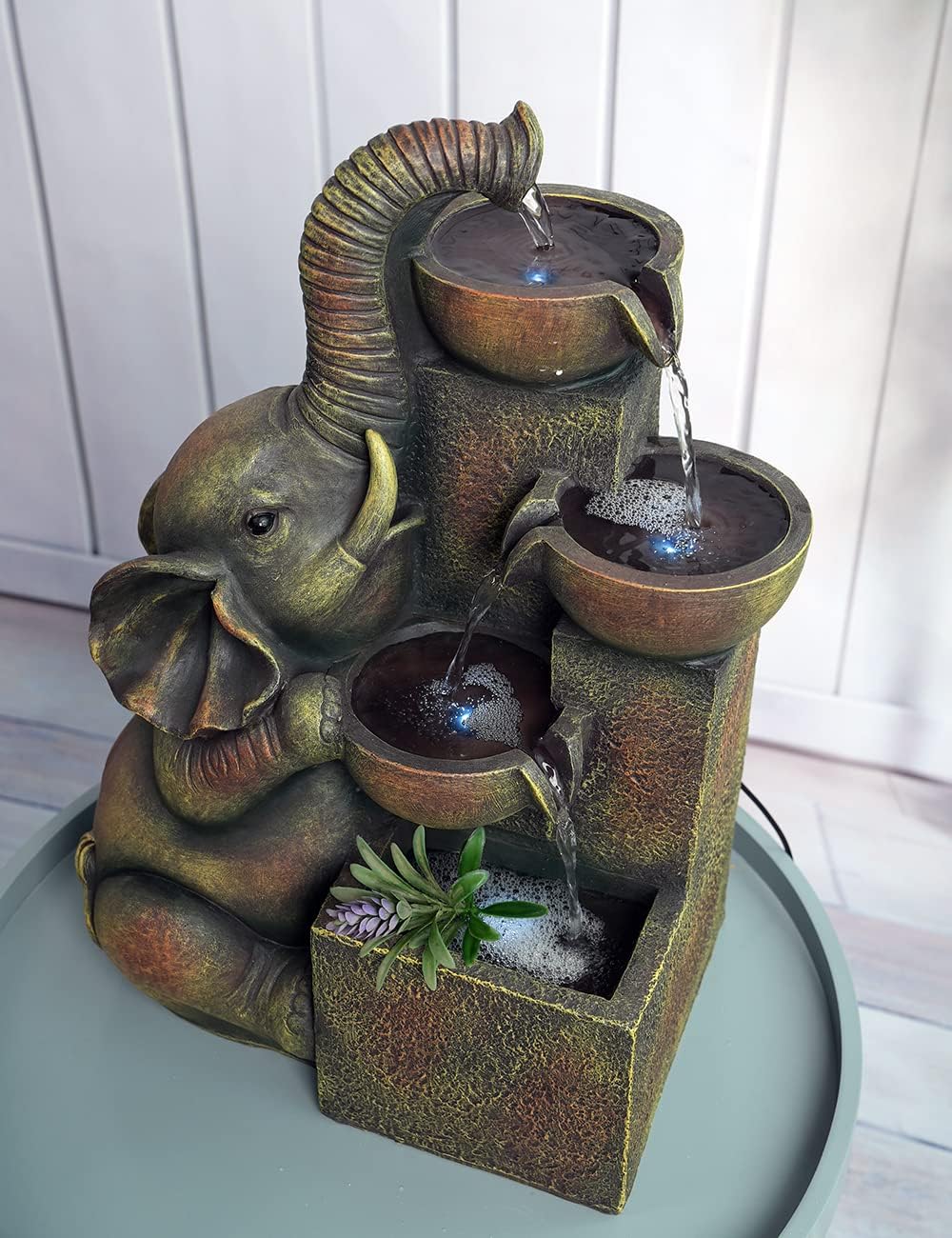 SEINHIJO Outdoor Floor Water Fountain Fengshui Waterfall Modern Decor Gift for Garden Yard Patio LED Lights 15 x 9 x 20 Inch