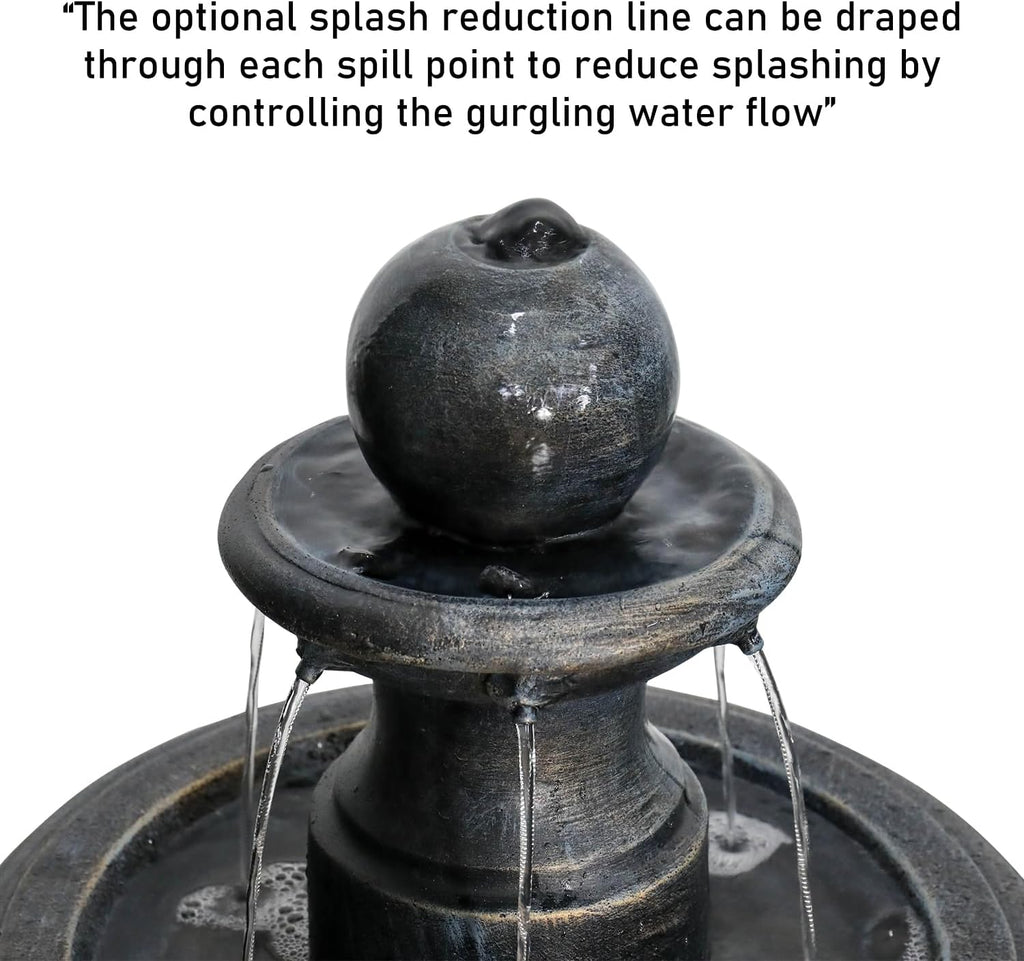 45.2' H Outdoor Floor Water Fountain, 3-Tiers Concrete Water Fountain with Submersible Electric Pump - Garden Cascading Waterfall for Yard Patio Lawn Home Decor