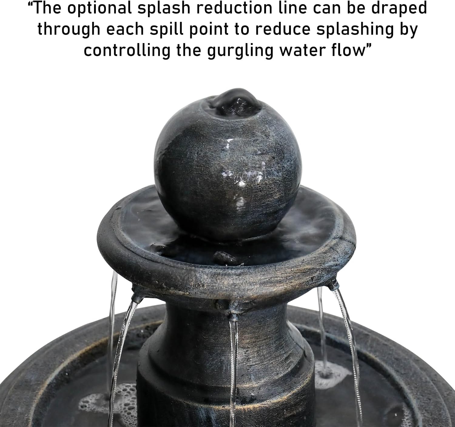45.2' H Outdoor Floor Water Fountain, 3-Tiers Concrete Water Fountain with Submersible Electric Pump - Garden Cascading Waterfall for Yard Patio Lawn Home Decor