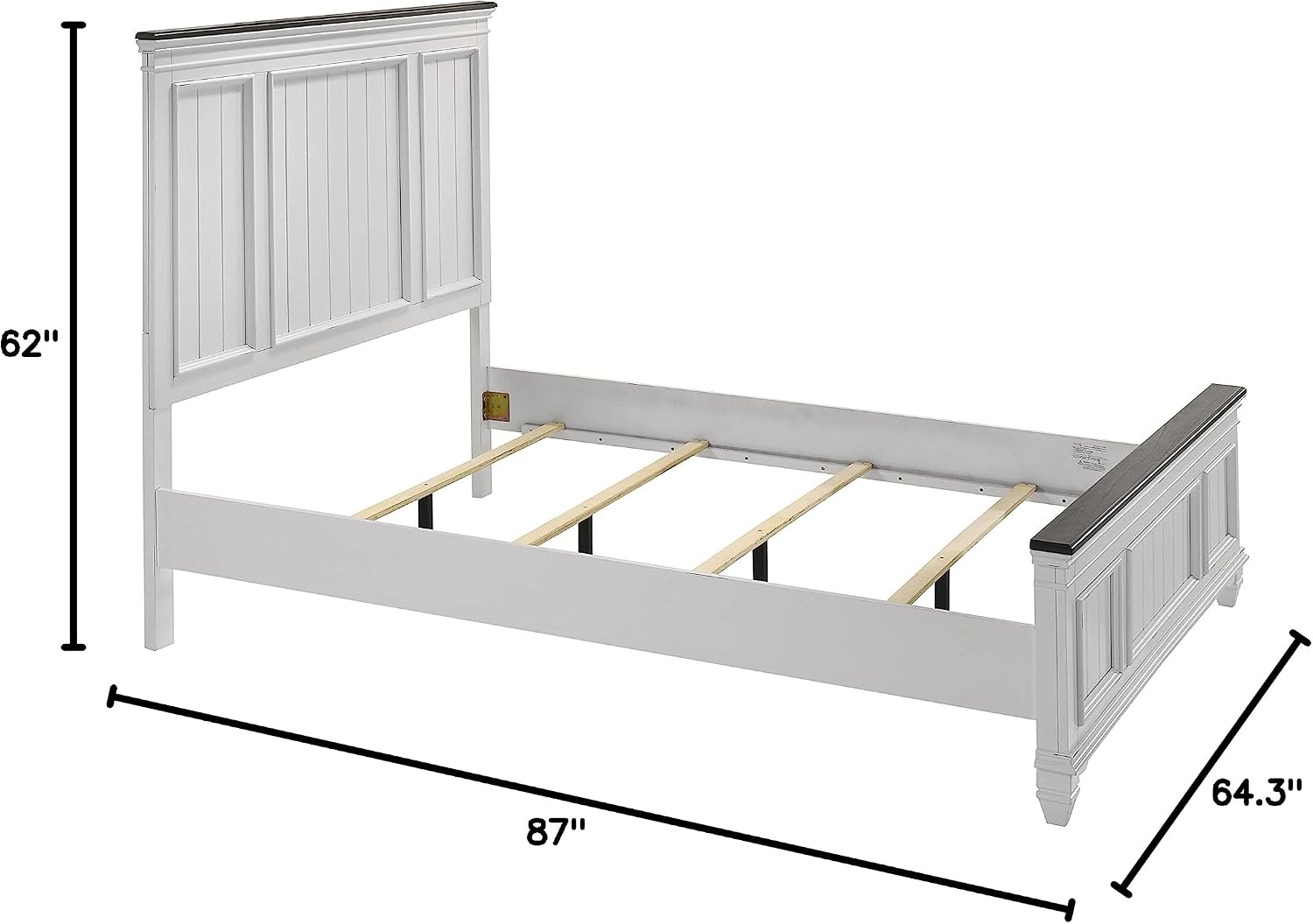 Clelane Shiplap Wood Panel Bed, Weathered White and Dark Gray