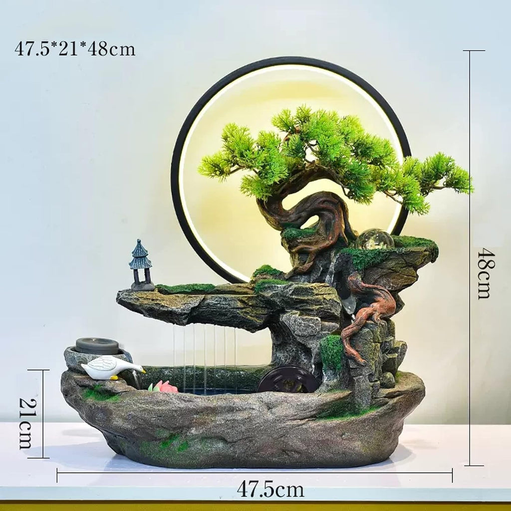 Tabletop Water Fountain Tabletop Water Fountain Indoor Waterfalls Fountains Decorative Tabletop Fountain with LED Light Artificial Bonsai Tree Design Best Home Gifts for Parents or Friends Indoor Foun