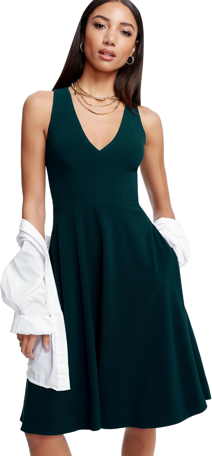 Dress the Population Women's Catalina Solid Sleeveless Fit & Flare Midi Dress