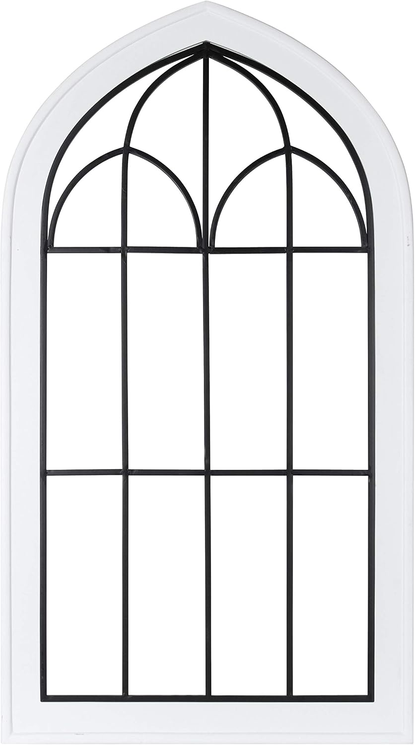 Kate and Laurel Rennell Farmhouse Wall Plaque, 26.5 x 48, White, Wood and Metal Arched Wall Decor