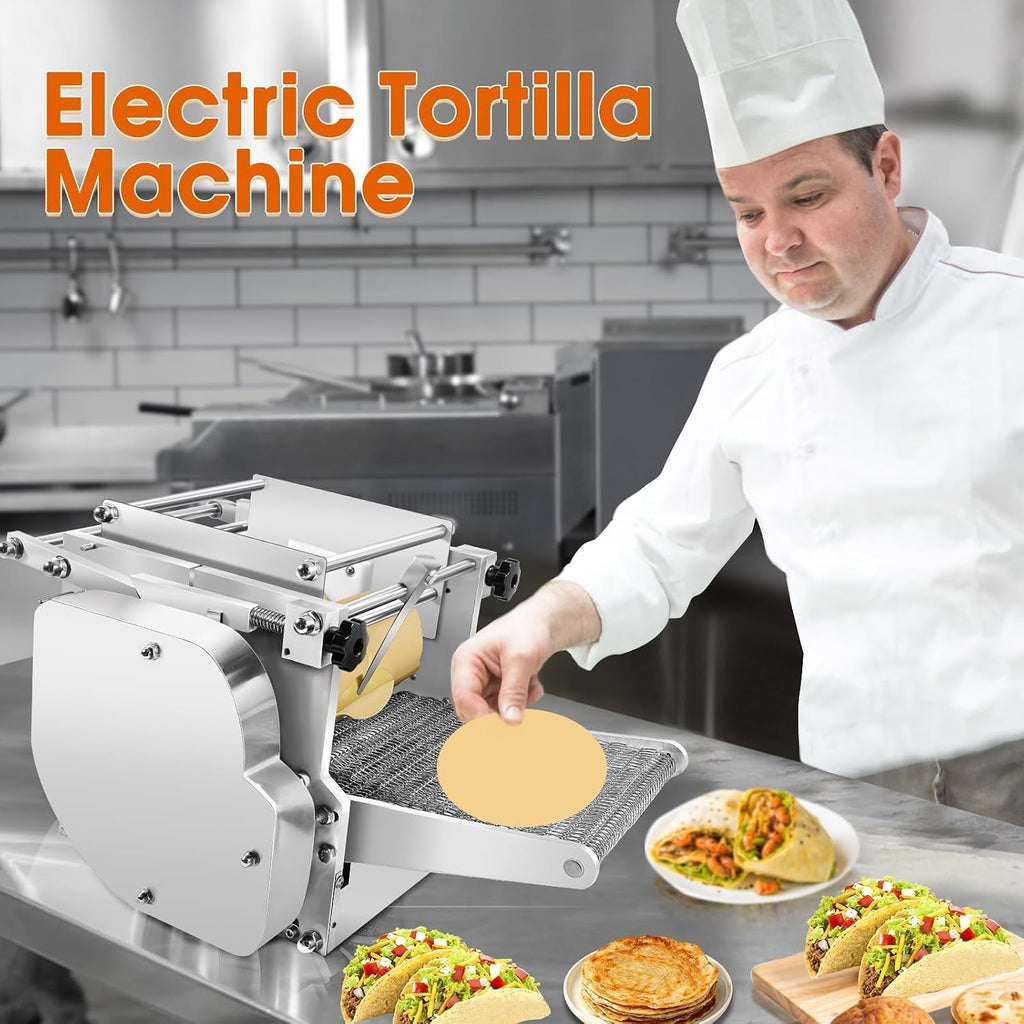 Electric Tortilla Maker with 2 Free Mold (4in+6in), Heavy Duty Commercial Automatic None-Stick Mexicon Chapatti Corn Machine 1500-2000pcs/h for Produce Gorditas Roti Pita