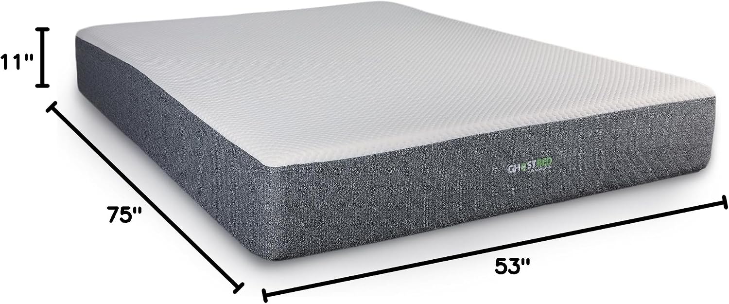 GhostBed Classic 11 Inch Memory Foam & Latex Mattress - Medium-Firm Feel, Made in The USA, Full