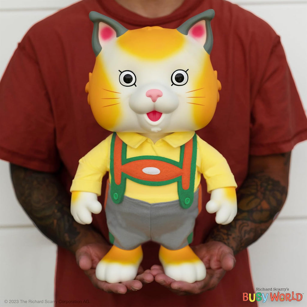 Super7 Supersize Richard Scarry Huckle Cat - 16' Richard Scarry Books Action Figure with Fabric Clothing Collectibles and Retro Toys