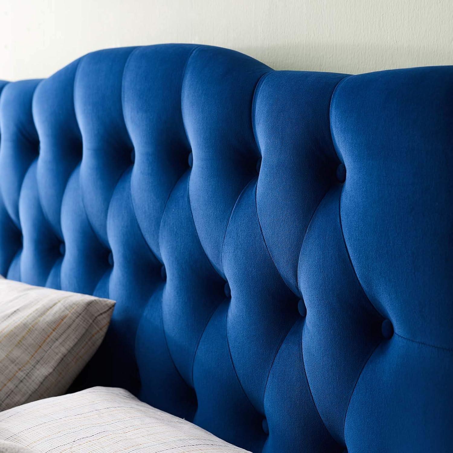 Modway Annabel Diamond Tufted Performance Velvet Queen Headboard in Navy