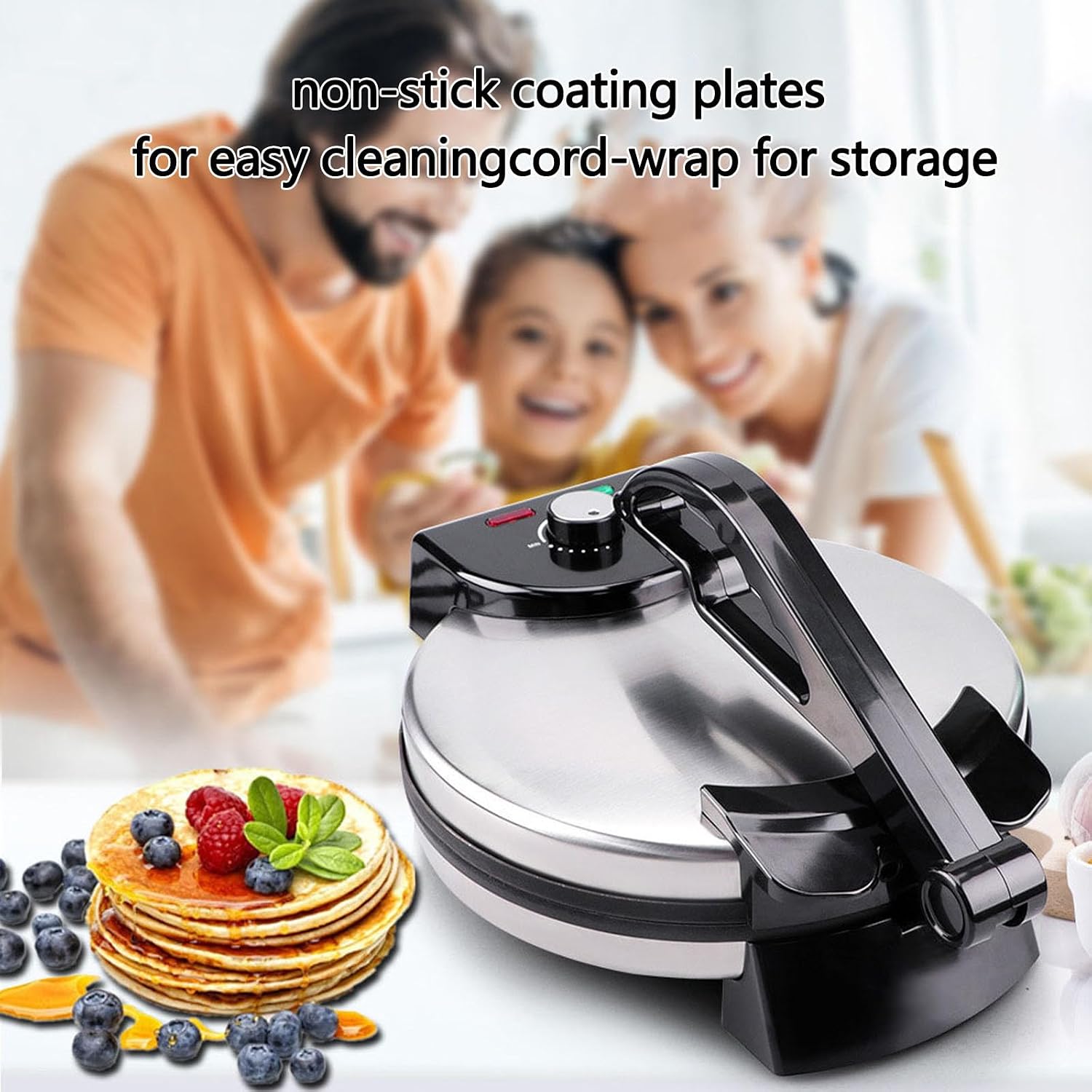 10 inch Tortilla Maker with Temperature Control, Electric Roti Maker, LED Indicator, Non-Stick, Stainless Steel, Modern Style,for Pizza, Pita, Quesadillas & More