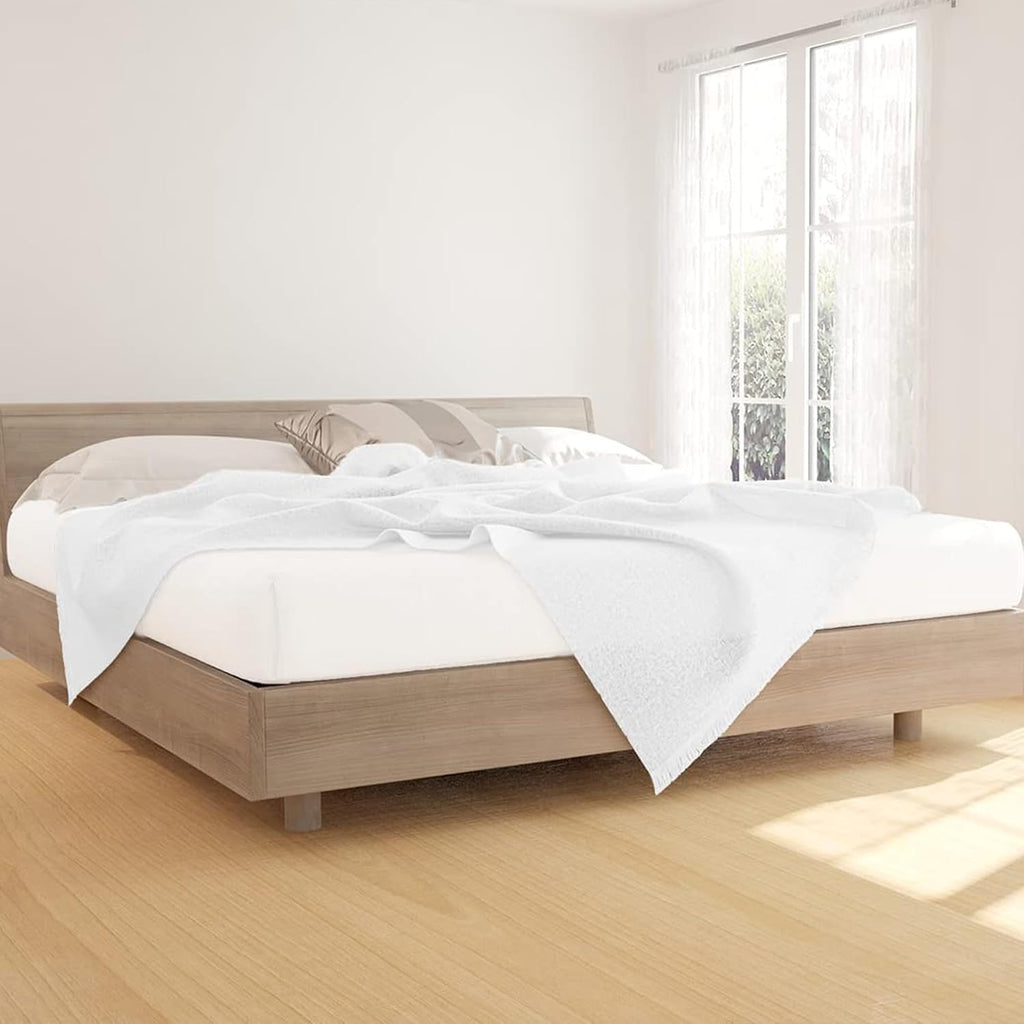 GOLD TEXTILES Full White Fitted Sheets Pack of 12 (54x80+12 Inches) Polycotton T200, Percale Weave - Economy Bed Sheet for Home Bedding, Hospital, Easy Care, Soft Feel (12, Full T-200 Fitted Sheet)