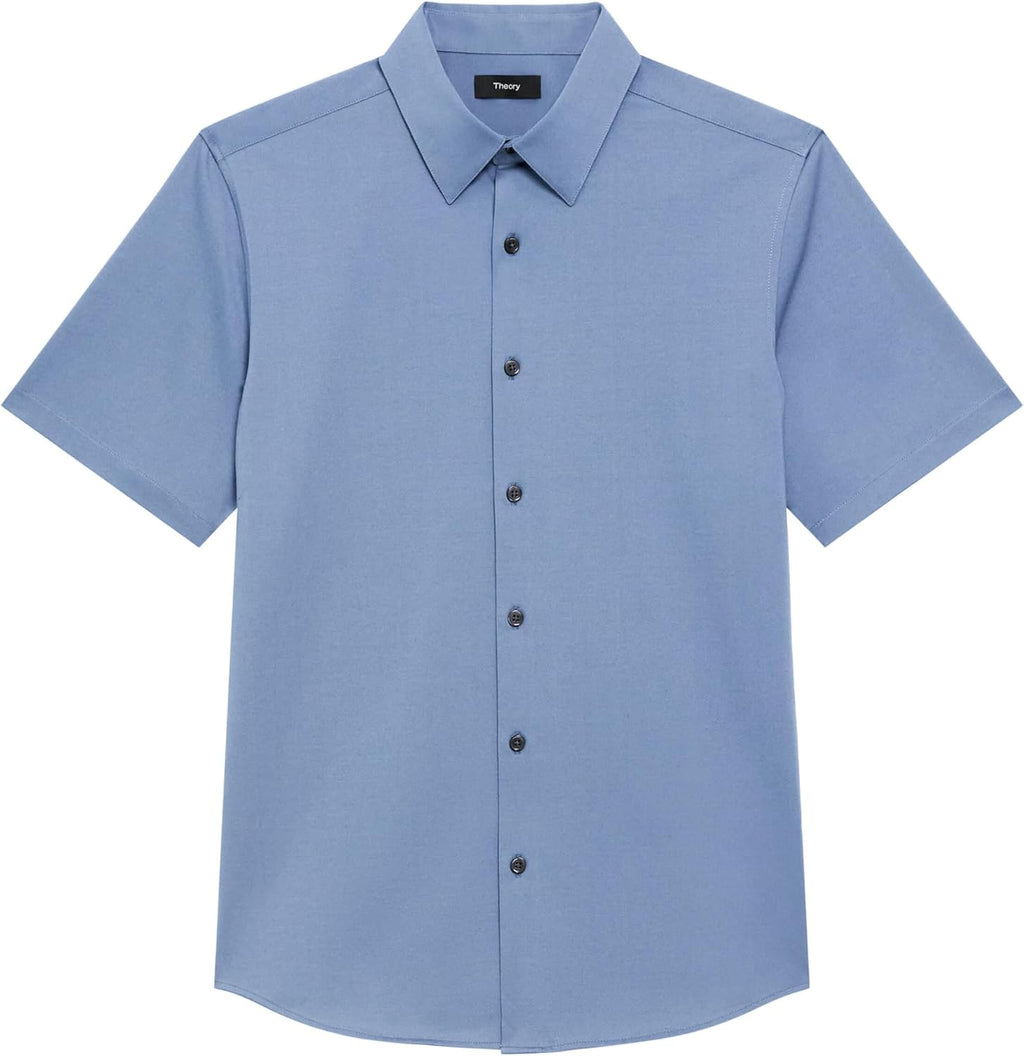 Theory Men's Theory Men's Irving Short Sleeve Button Down Woven in Structure Knit