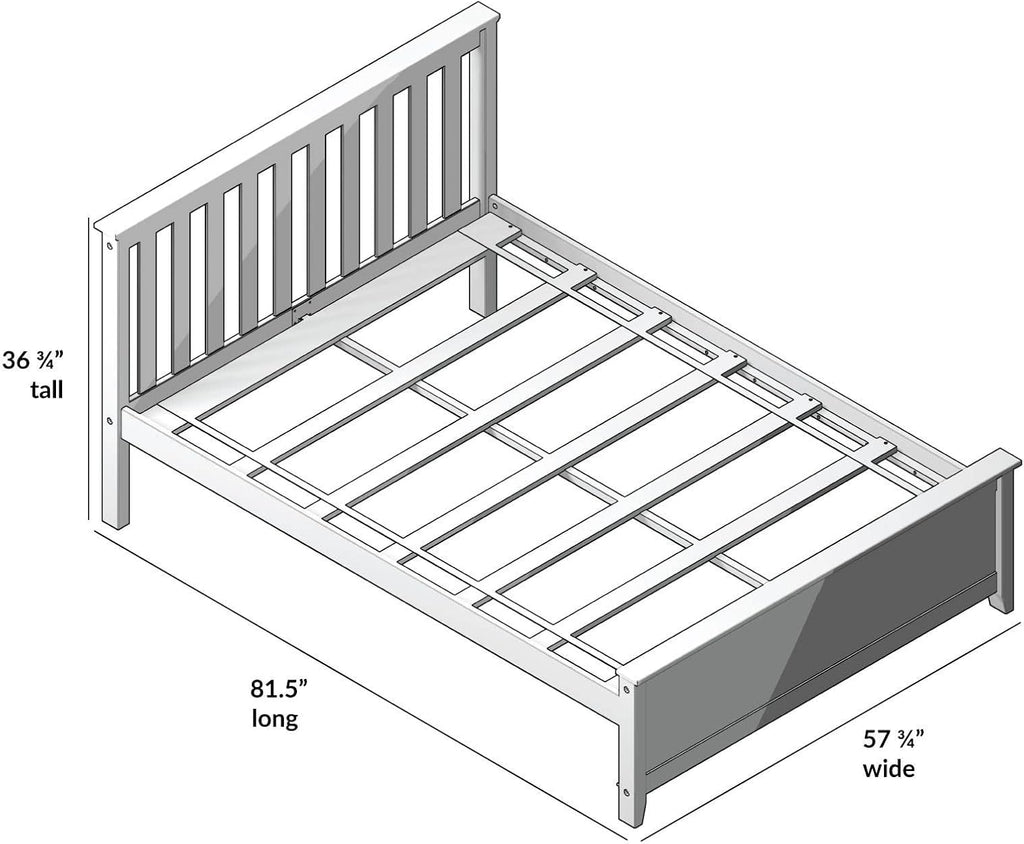 Plank+Beam Solid Wood Full Bed Frame, Platform Bed with Headboard, Pecan