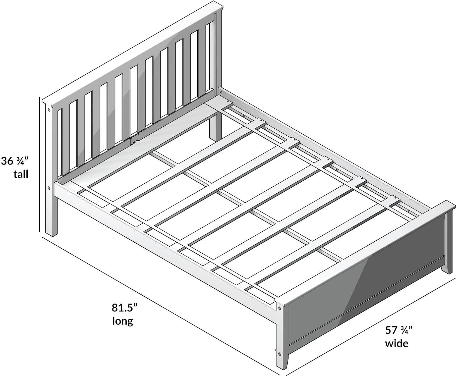 Plank+Beam Solid Wood Full Bed Frame, Platform Bed with Headboard, Pecan