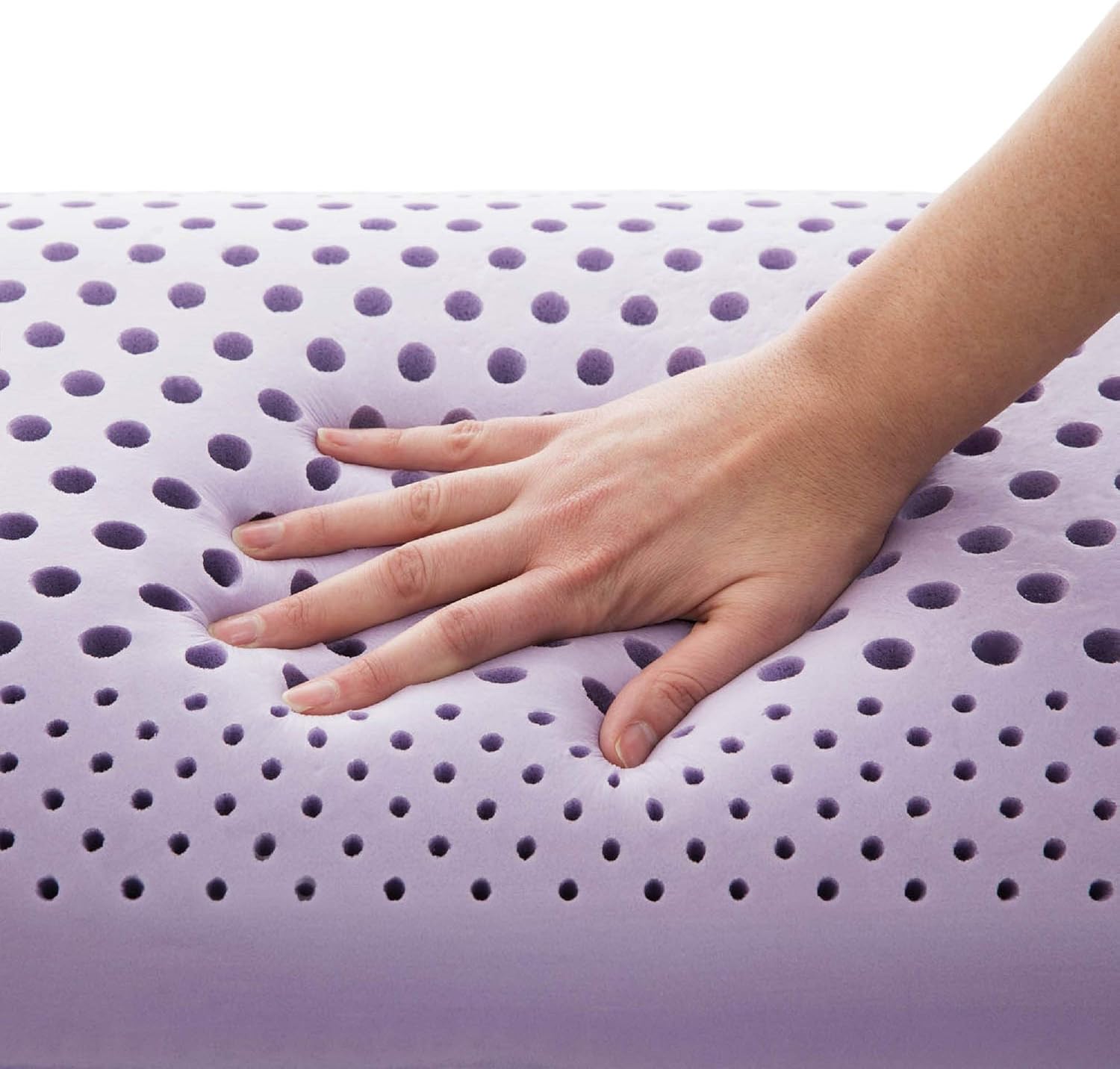 MALOUF Z Zoned Dough Memory Foam Infused with Real Natural Lavender Oil Aromatherapy Pillow Spray Included-Queen, purple