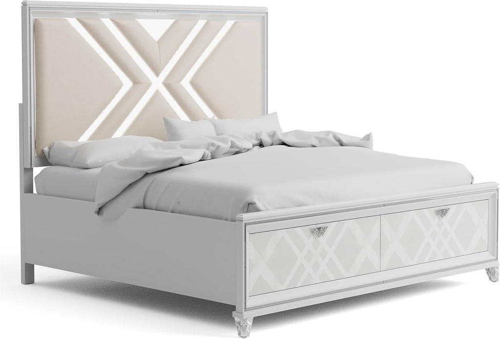 Furniture of America FOA Anaiya 5-Piece Contemporary Wood Queen Bedroom Set in White