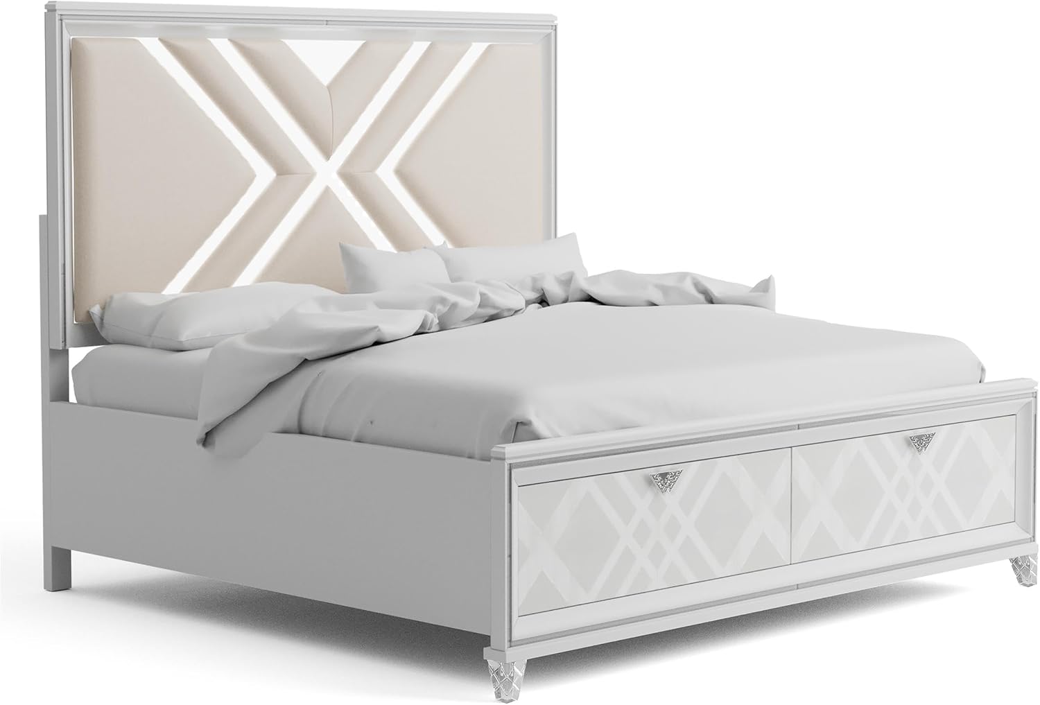 Furniture of America FOA Anaiya 5-Piece Contemporary Wood Queen Bedroom Set in White