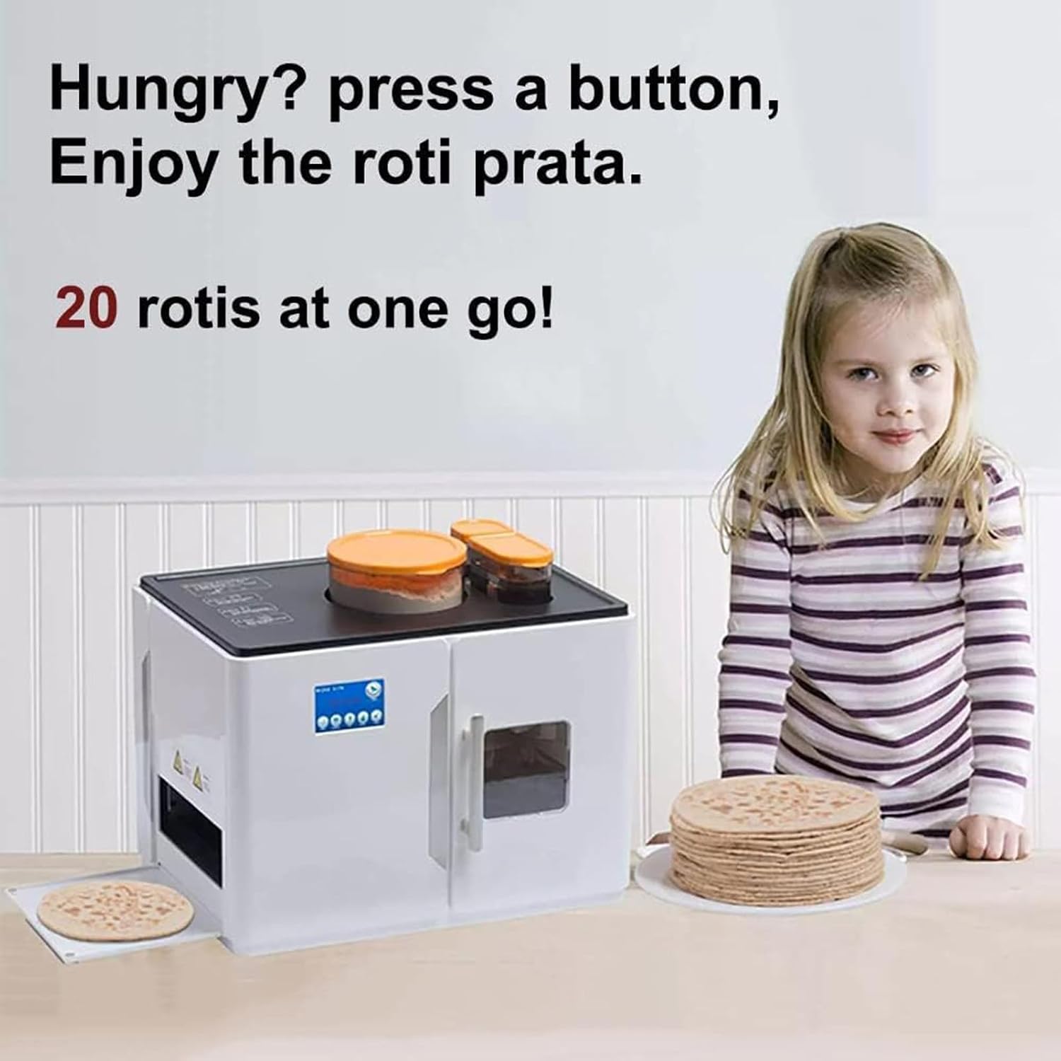 Roti Maker, Electric Chapati and Tortilla Machine, Makes 20 Pieces at Once for Flatbreads, Naan, and Pancakes, Fully Automatic Cooking Device
