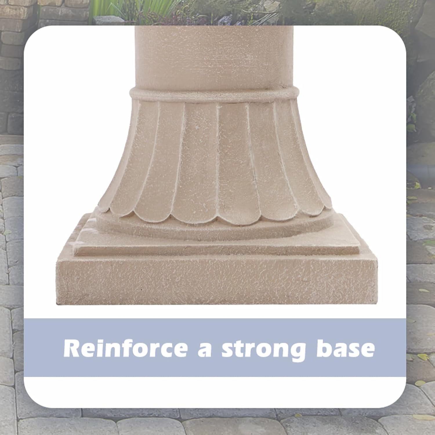 3-Tier Outdoor Water Fountain, 48.4' H Floor Backyard Garden Fountain, Water Feature Indoor with Pump, Outdoor Freestanding Waterfall Fountain, Bernini Fountain for Garden Patio Yard (Beige)