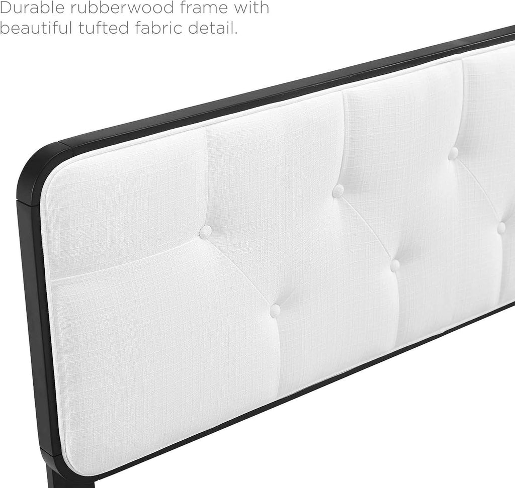 Modway MOD-6233-BLK-WHI Collins Tufted Full Fabric and Wood Headboard, Black White