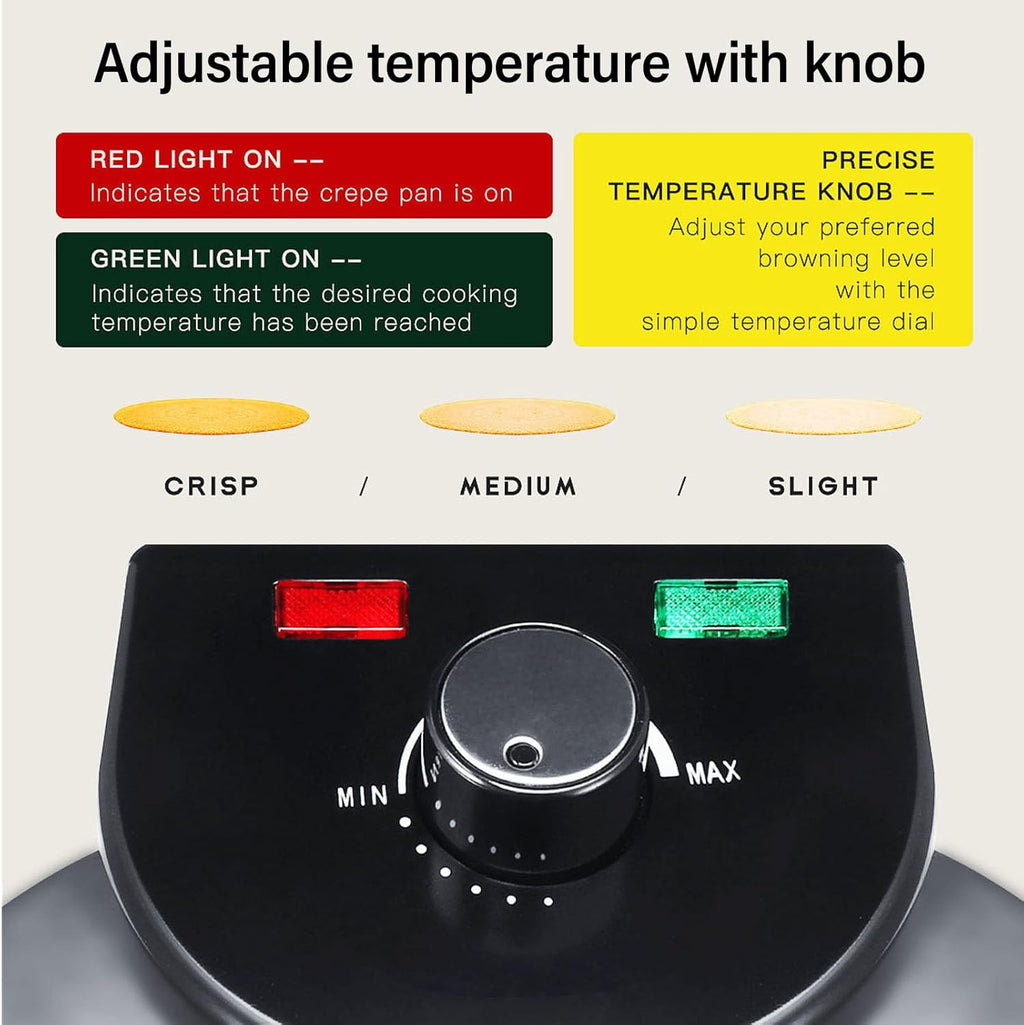 Tortilla Press 10 inch, Electric Tortilla Maker Knob Temperature Control Anti Stick Roti Maker Machine with Stainless Steel Cover