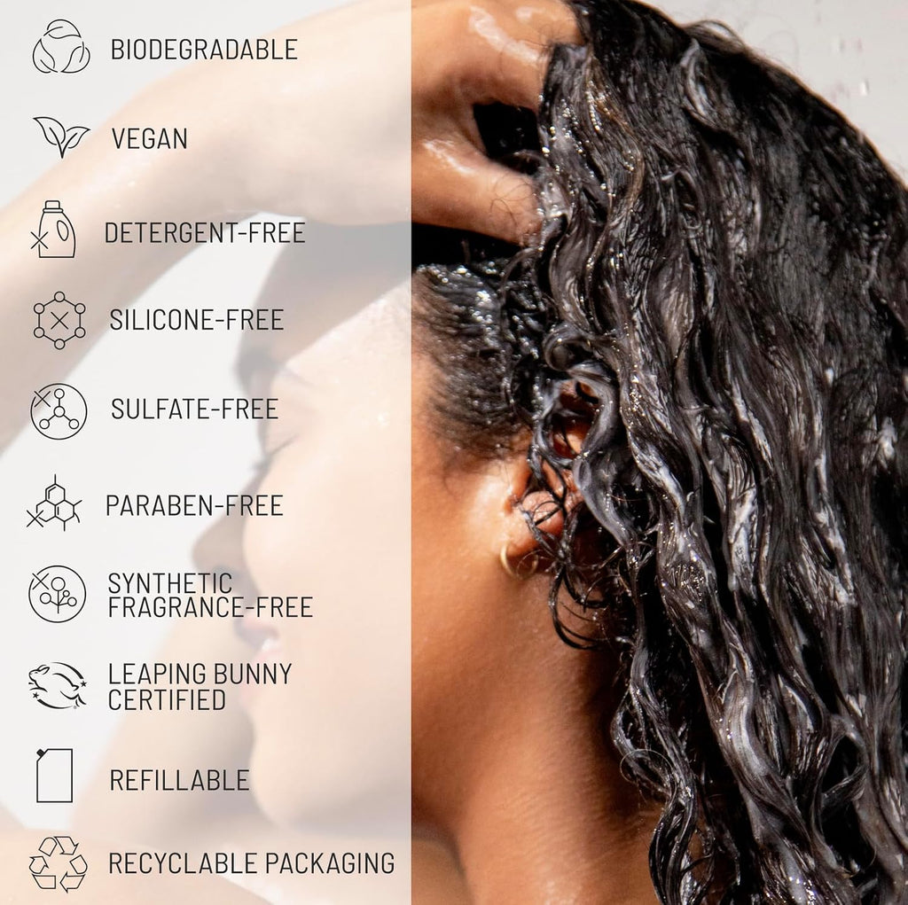 Hairstory New Wash Rich – Detergent Free Shampoo for Thick Curly Coarse Hair, Sulfate Free Deep Moisture Cleansing Cream, Shampoo and Conditioner Alternative, 20 Fl Oz Refill Pouch