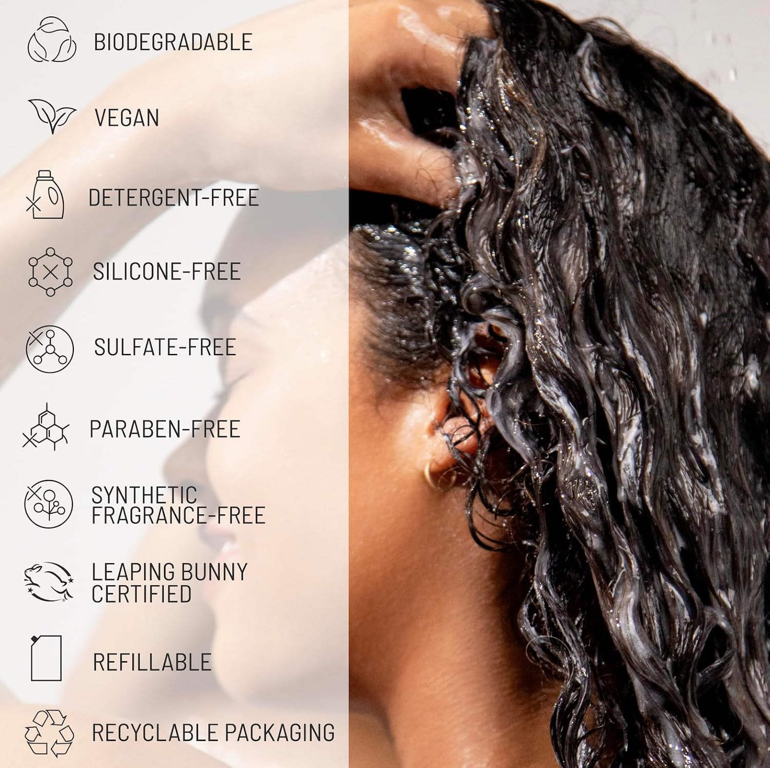Hairstory New Wash Rich – Detergent Free Shampoo for Thick Curly Coarse Hair, Sulfate Free Deep Moisture Cleansing Cream, Shampoo and Conditioner Alternative, 20 Fl Oz Refill Pouch
