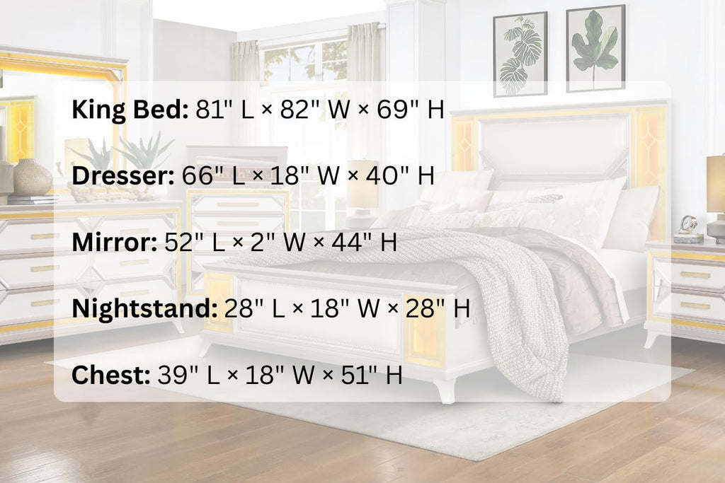 First of a Kind Claire Traditional 5 Piece King Bedroom Set with Upholstered Tufted Headboard Elegant European Inspired Design Coordinated Furniture Collection