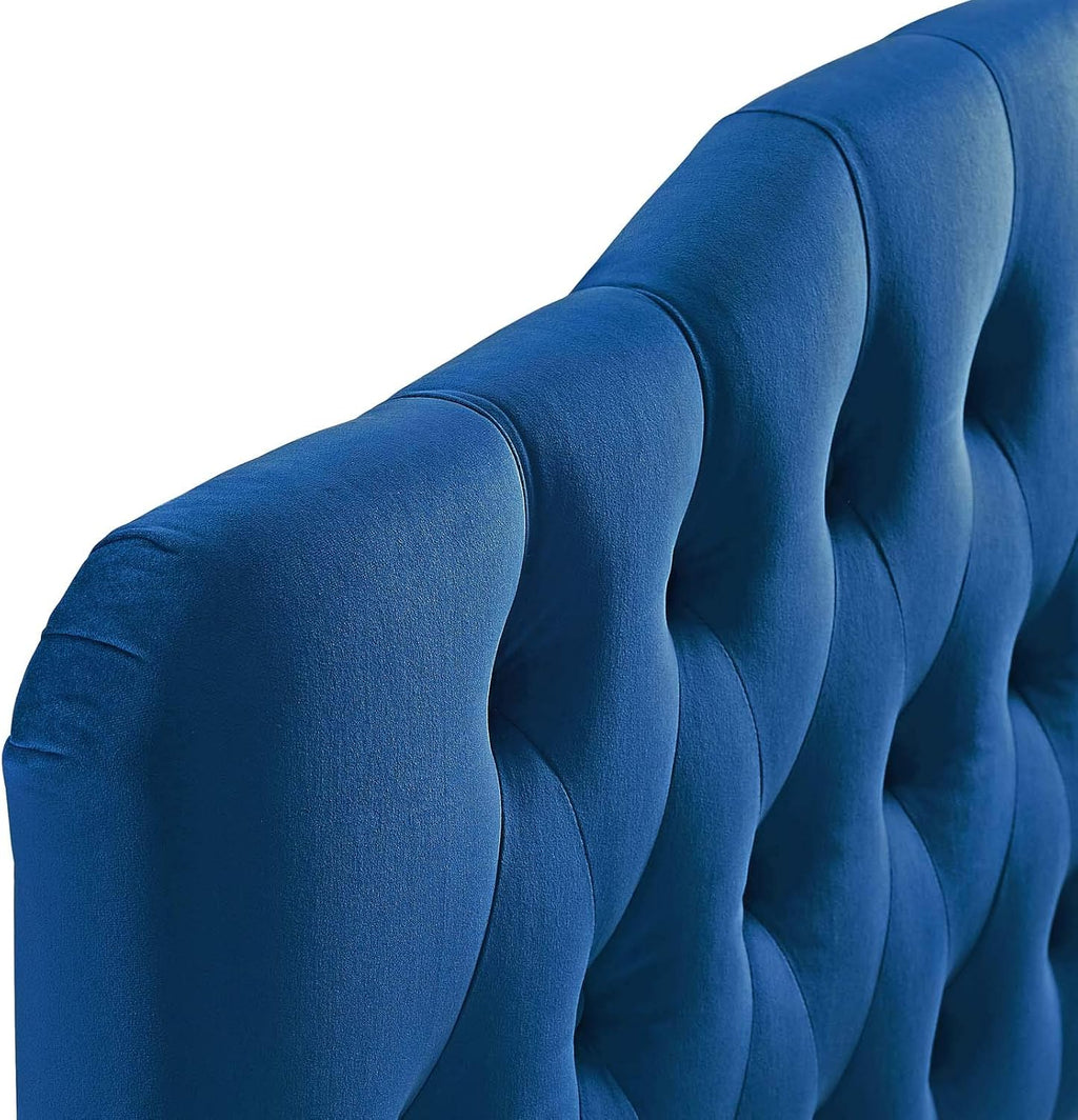 Modway Annabel Diamond Tufted Performance Velvet Queen Headboard in Navy