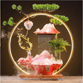 Ceramics Rockery Waterfall Indoor Mini Tabletop Water Fountain with LED Lights, Atomizing Humidifier Home Office Decorations Lucky Flowing Water Decoration (Color : Style 2)