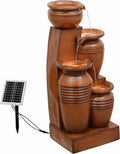 Teamson Home 28.7' 4-Tier Cascading Bowl Solar Powered Water Fountain for Outdoor Living Spaces, Terracotta