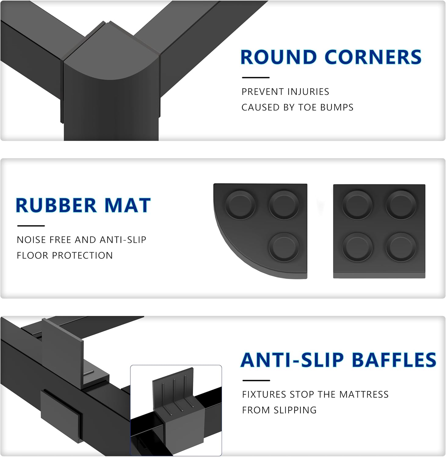 yookare King Platform Bed Frame,14' Heavy Duty Metal Mattress Foundation, Rounded Safety Corners & Recessed Legs,Mattress Retainers,Easy Assembly,Noise Free Steel Slat Support,No Box Spring Needed